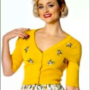 💄BANNED Retro Mustard Floral Cropped Cardigan